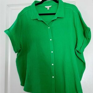 Lucky Brand Green Dolman Sleeve Button Down Shirt